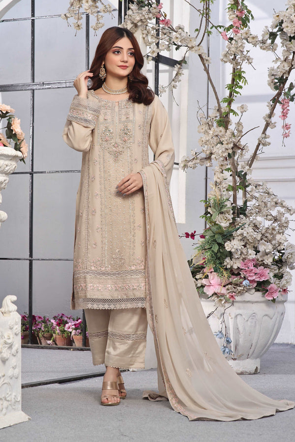 3 PIECE - EMBROIDERED CHIFFON SUIT 947J - Dressline Fabric