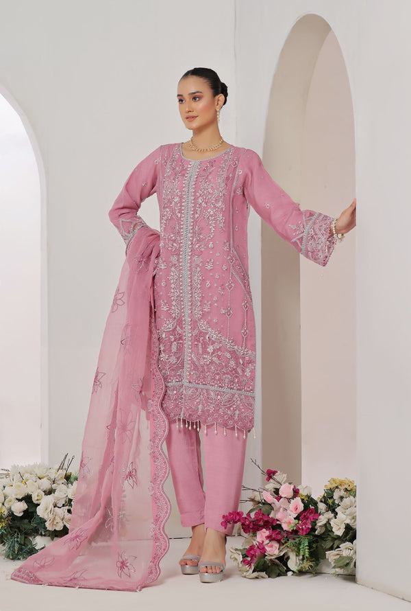 Unstitched 3 PC  Luxury Embroidered Organza Collection