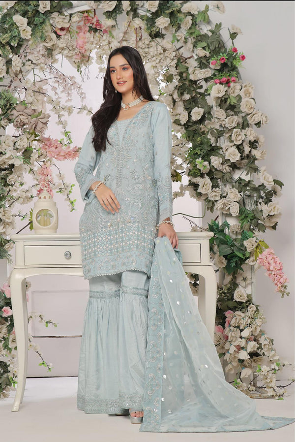 Unstitched 3 PC  Luxury Embroidered Organza Collection