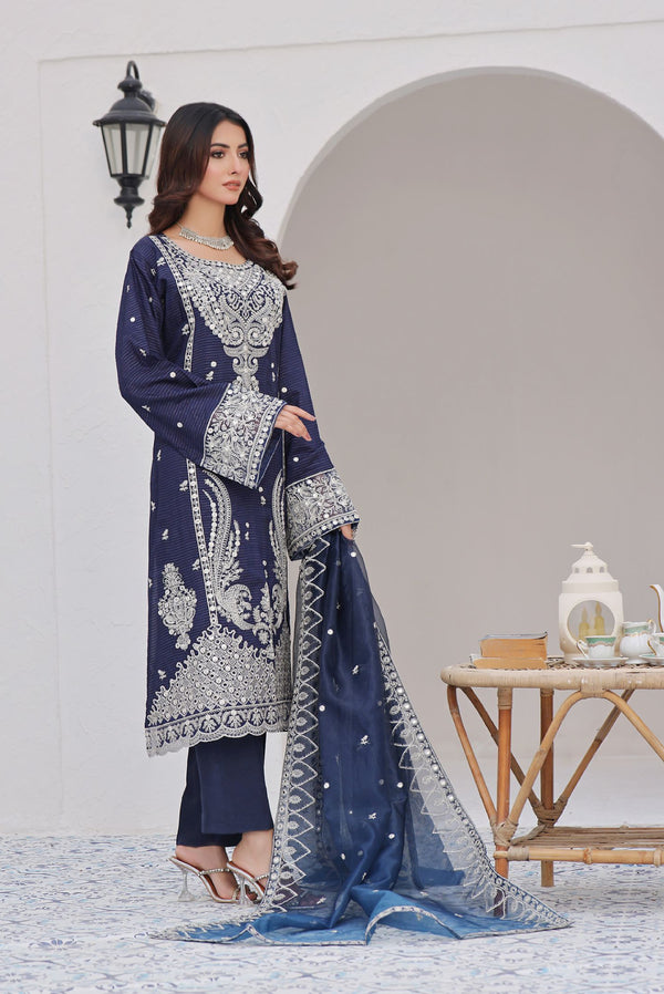 Semi Stitched 3 Pcs Embroidered Viscose Zari Collection