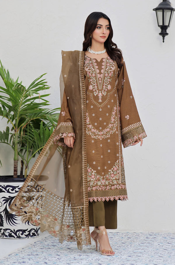 Semi Stitched 3 Pcs Embroidered Viscose Zari Collection