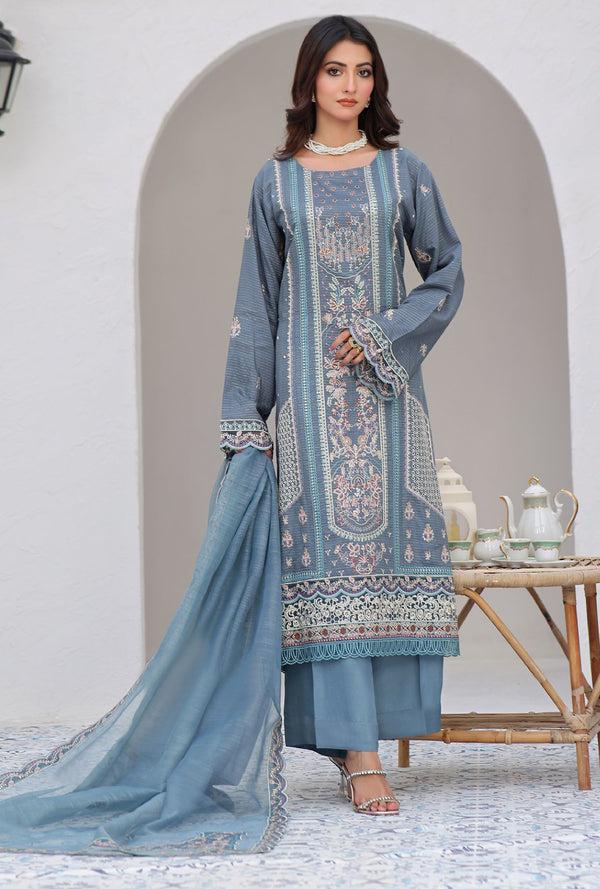 Semi Stitched 3 Pcs Embroidered Viscose Zari Collection