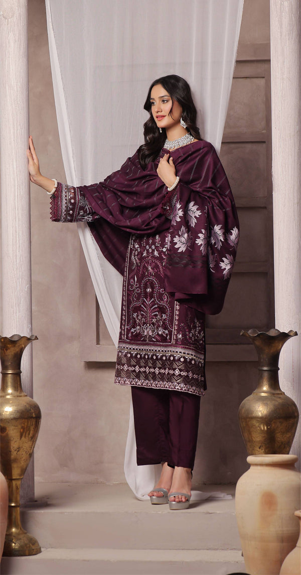 Semi Stitched 3 Pcs Embroidered Viscose Zari Collection