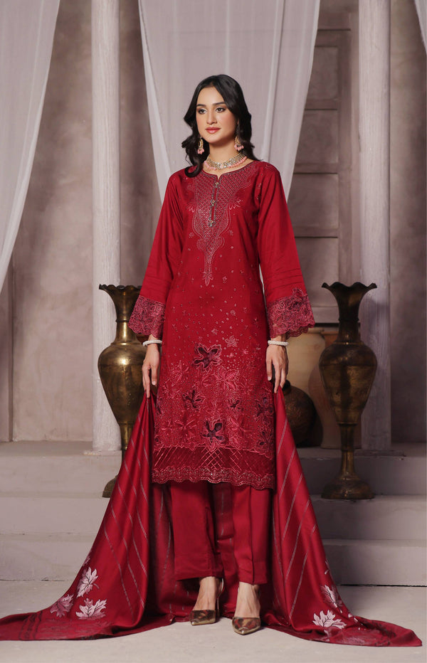 Semi Stitched 3 Pcs Embroidered Viscose Zari Collection