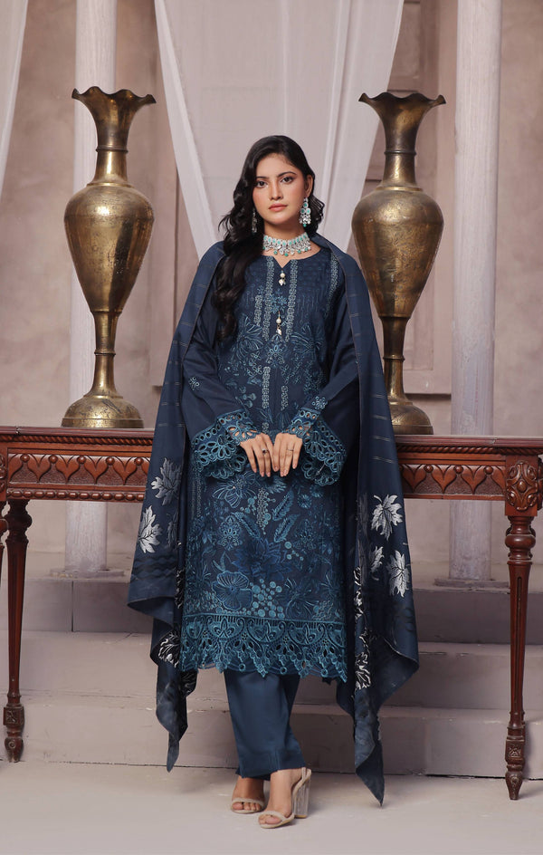 Semi Stitched 3 Pcs Embroidered Viscose Zari Collection