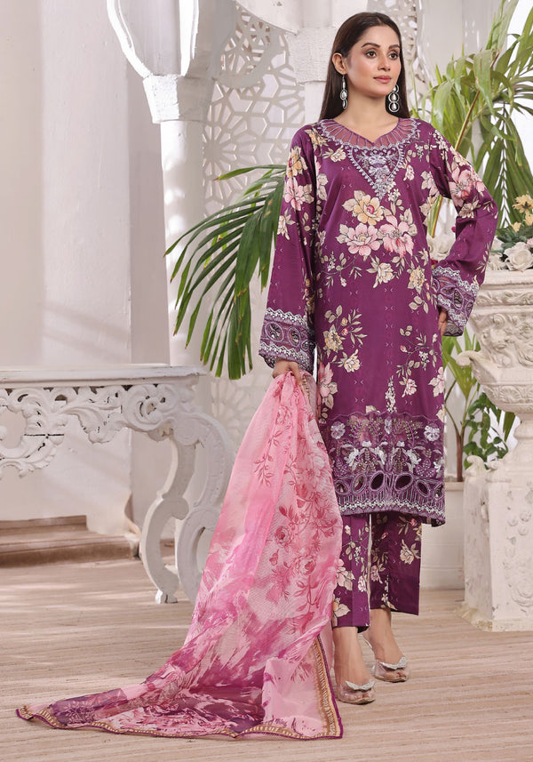 3 PIECE - EMBROIDERED LASERKARI LAWN SUIT