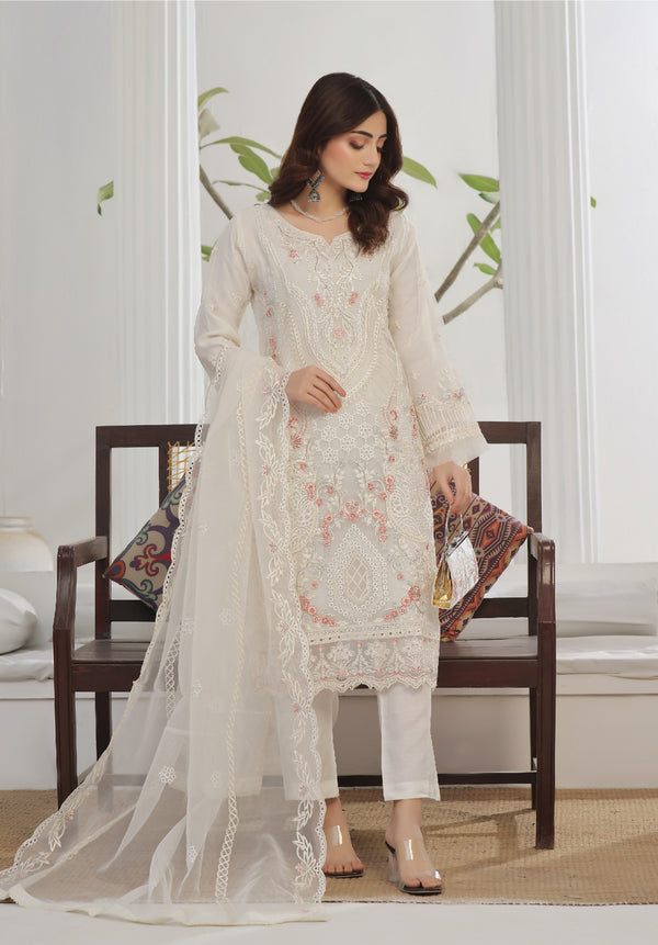 Stitched 3 Piece Embroidered Luxury Organza Collection