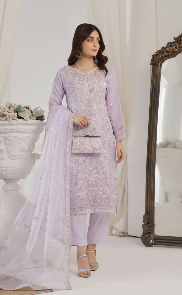 Stitched 3 Piece Embroidered Luxury Organza Collection