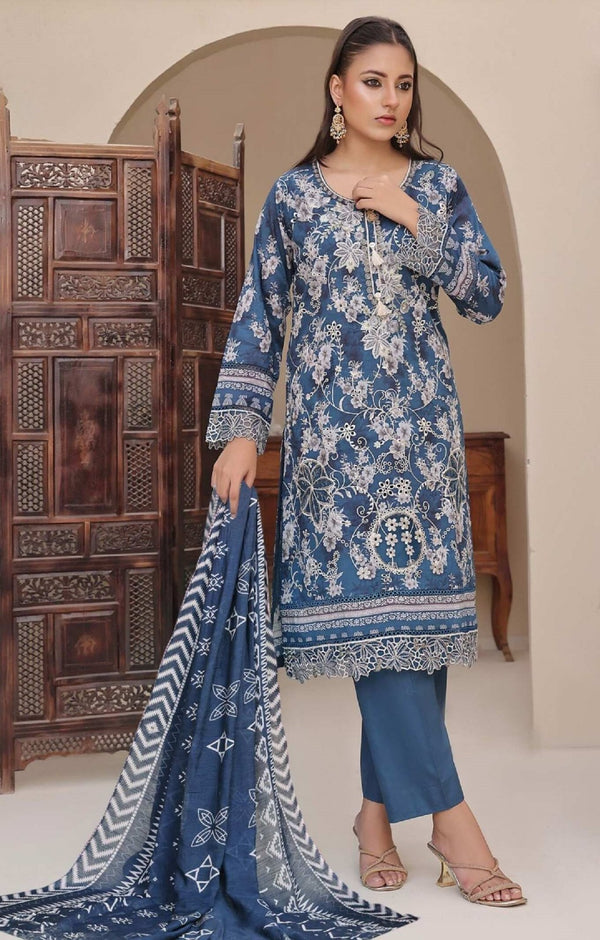 3 Piece Embroidered Digital Printed Chiaknakri & Laserkari Lawn