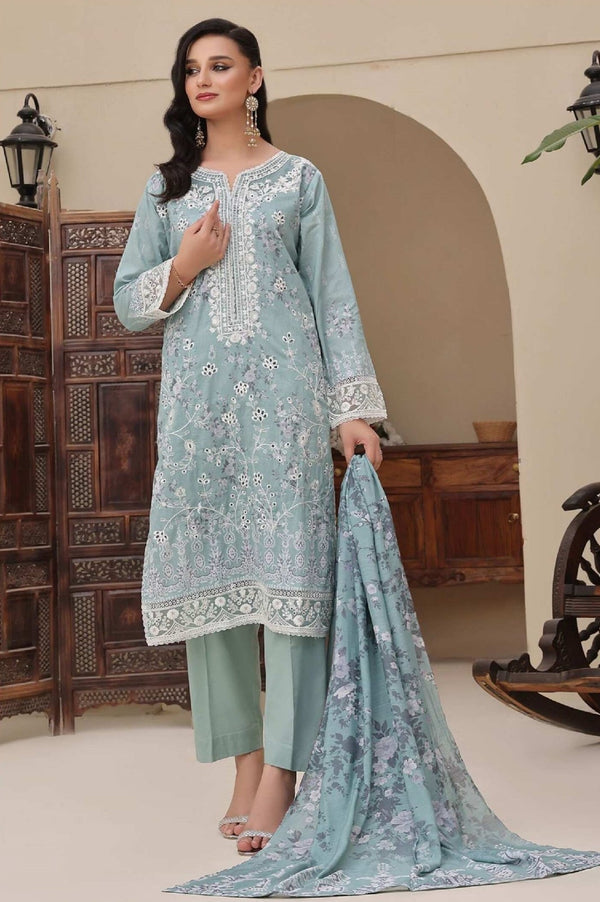 3 Piece Embroidered Digital Printed Chiaknakri & Laserkari Lawn