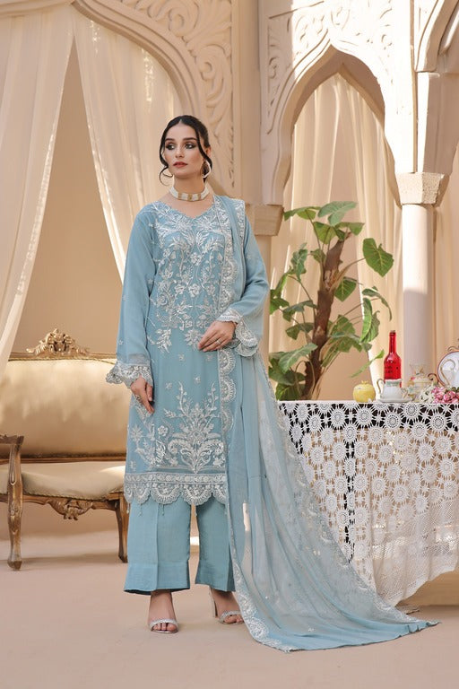 3 Pcs Embroidered Luxury Chiffon Collection