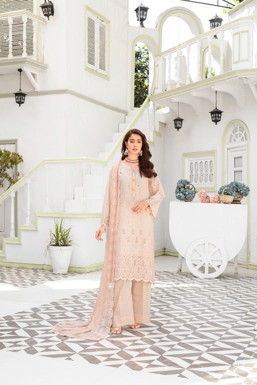 New Un Stitched 3 Pcs Premium Dyed Lawn Fancy Full Chikan-Kari with Sequence Embroidered Collection