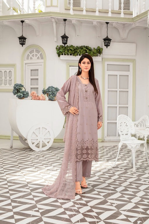 New Un Stitched 3 Pcs Premium Dyed Lawn Fancy Full Chikan-Kari with Sequence Embroidered Collection