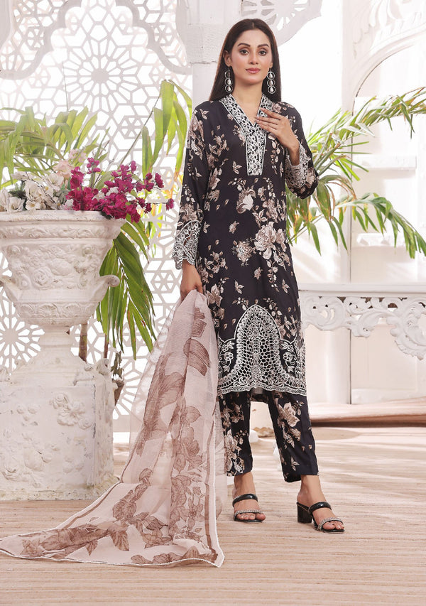 3 PIECE - EMBROIDERED LASERKARI LAWN SUIT