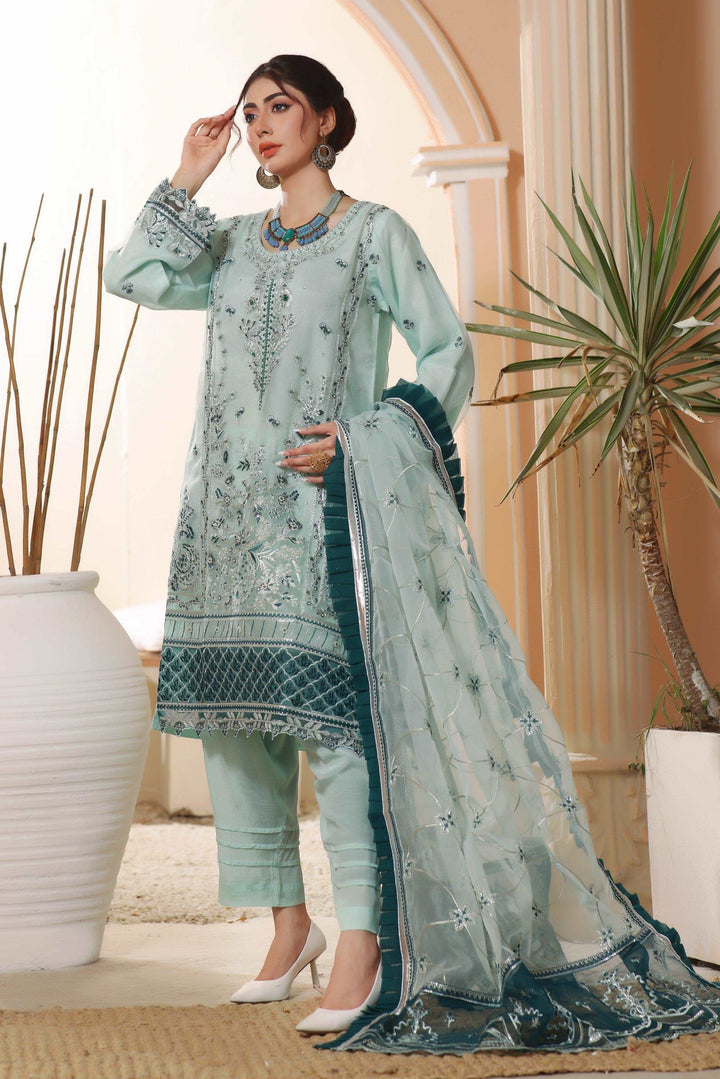 3 PIECE - EMBROIDERED ORGANZA SUIT 468J - Dressline Fabric