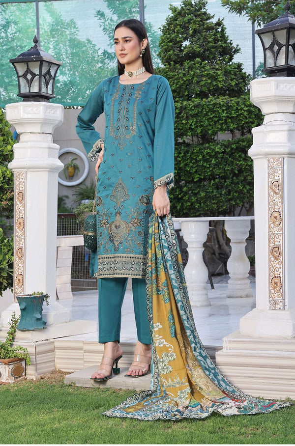 New Semi Stitched 3 Pcs Embroidered Cheickenkari & LaserKari Zari Lawn Collection