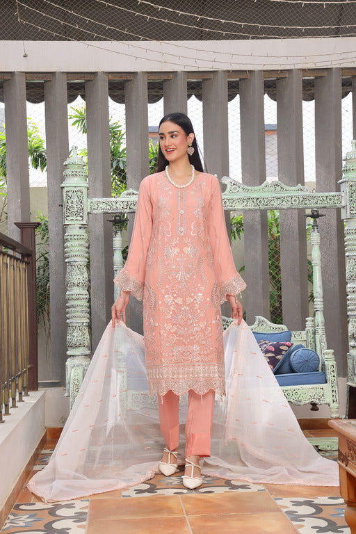 Semi Stitched 3 Pcs Embroidered Luxury Chiffon Collection