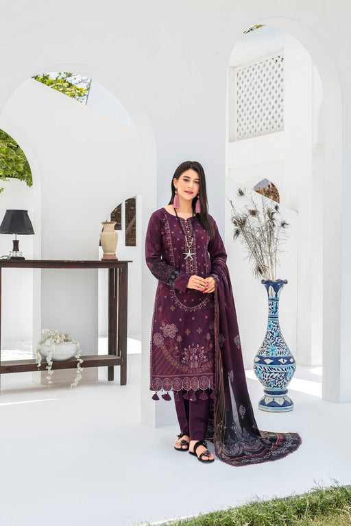 3 Pcs Premium Dyed Lawn Fancy Full Chikan-Kari with Sequence Embroidered Collection