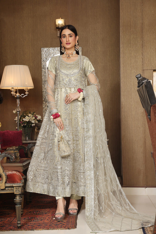 Semi stitched 3 PC Luxury Embroidered Net Collection