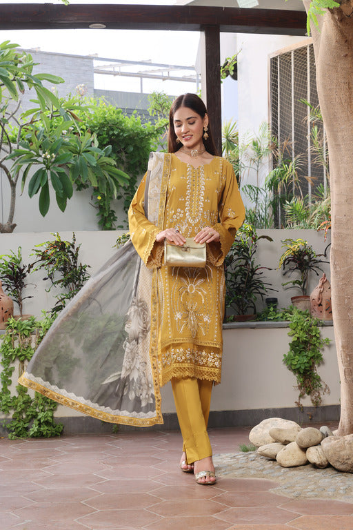 Semi Stitched 3 Pcs Embroidered Luxury Viscose Collection