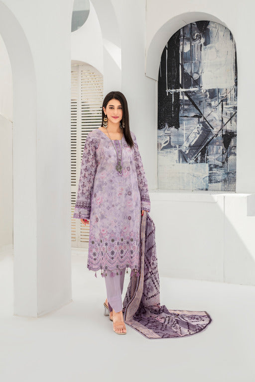 3 Pcs Premium Dyed Lawn Fancy Full Chikan-Kari with Sequence Embroidered Collection