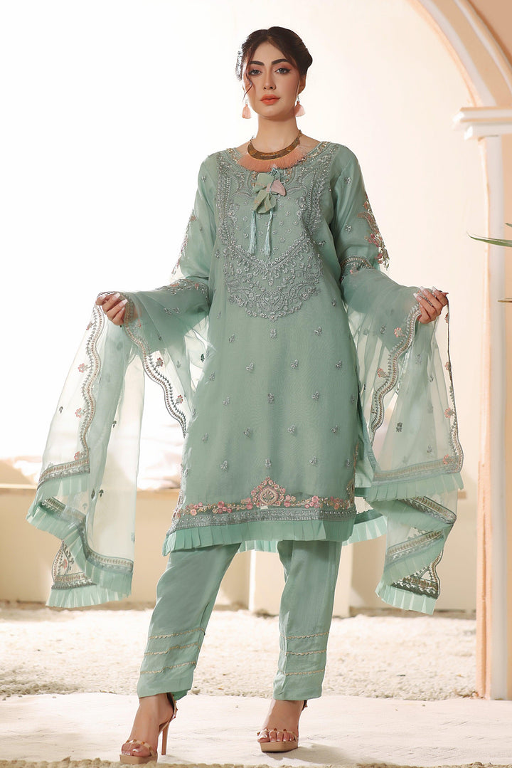 3 PIECE - EMBROIDERED ORGANZA SUIT 471J - Dressline Fabric